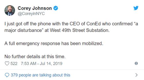 纽约突发大面积停电，时代广场一片黑暗……